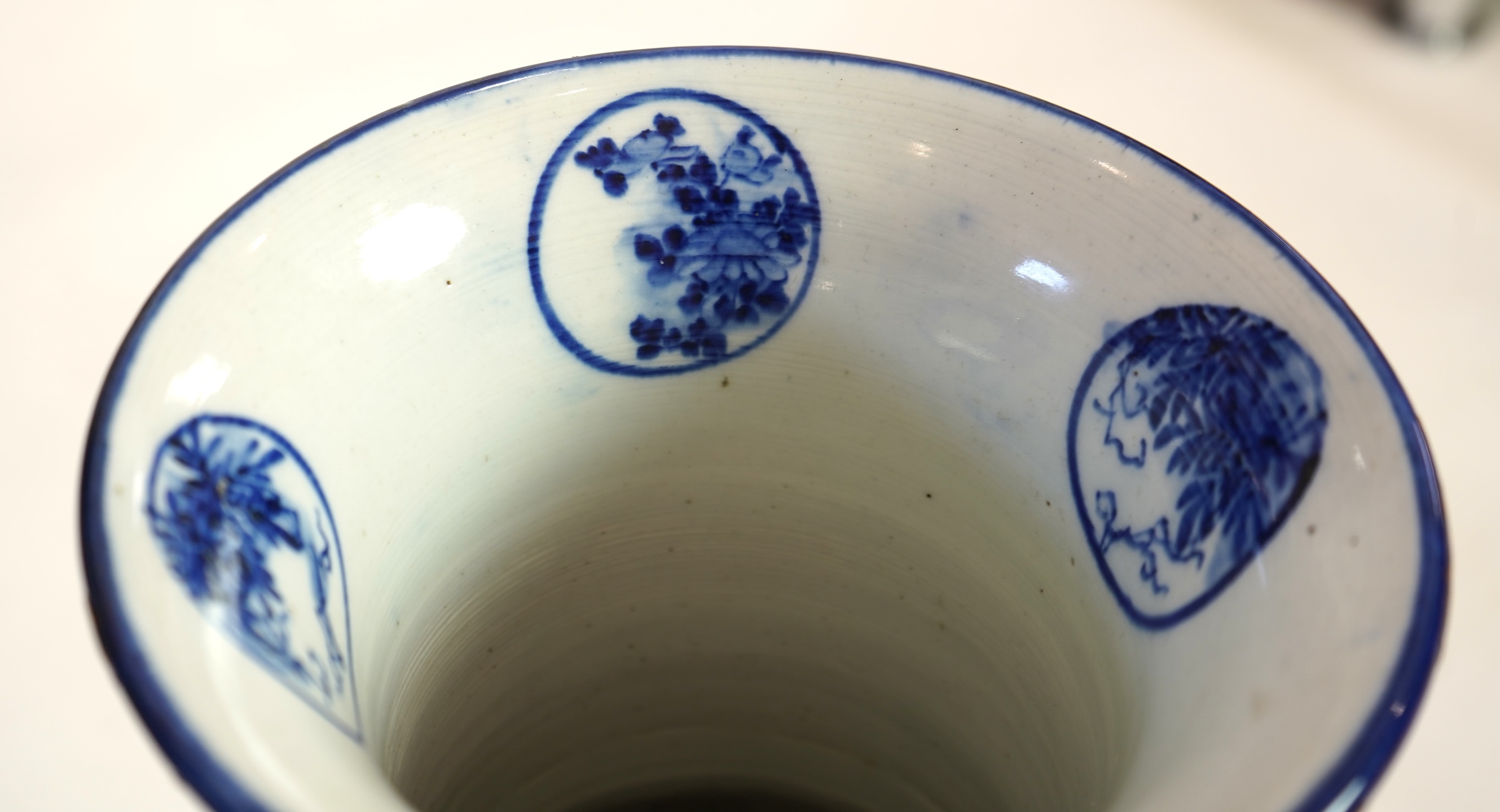 A large Japanese blue and white and gilt lacquered vase, late 19th century